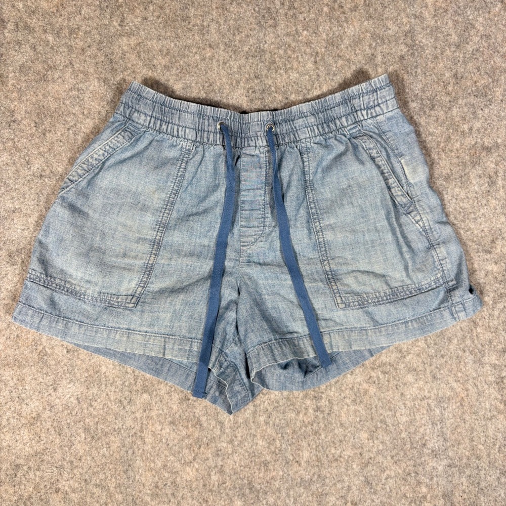 Gap Pull On Utility Short Womens Size S Blue‎ Indigo Chambray Cotton 676745-00